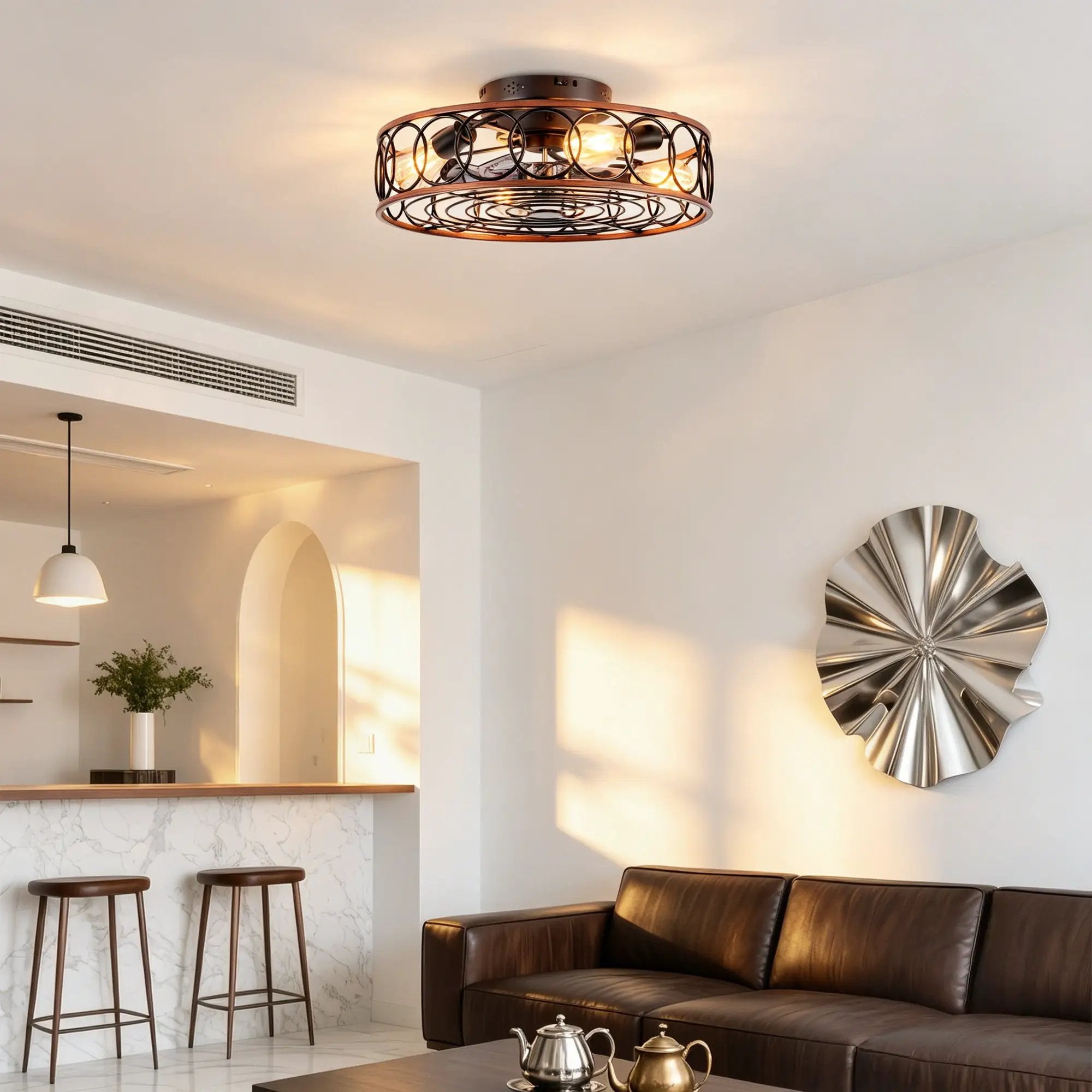 20 Inch Caged Ceiling Fan with Lights and Remote Control by HouseOfZazla