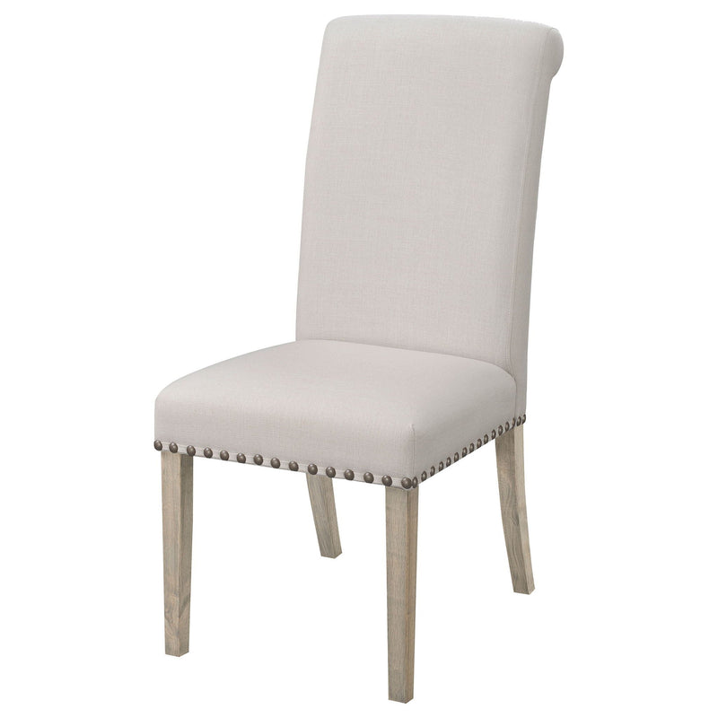 Upholstered Dining Chair With Rolled Edge Seat Back (Set of 2) - Beige by HouseOfZazla