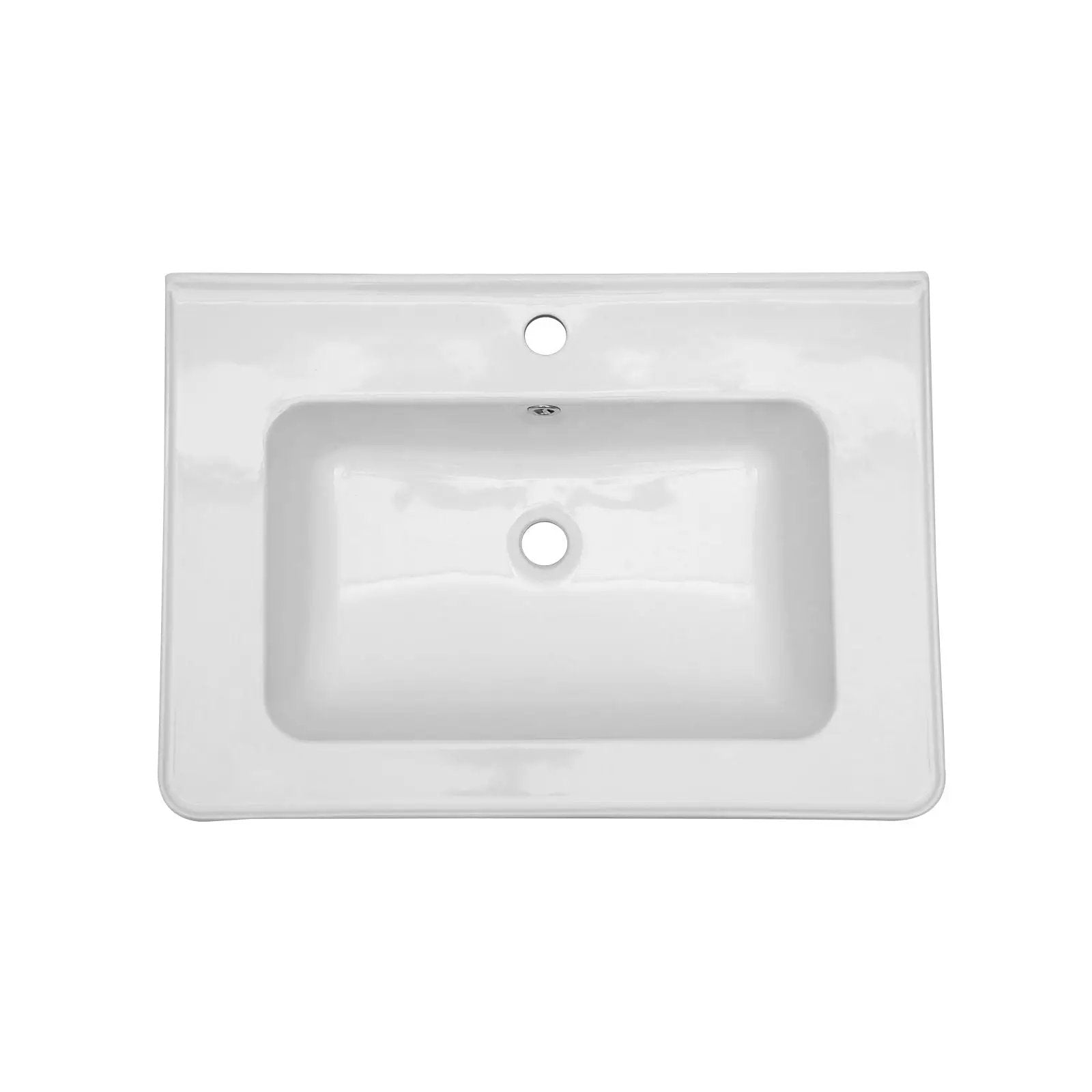Rectangular Single Vanity Top With 1 Faucet Hole And Overflow, 28 X 19" - White by HouseOfZazla