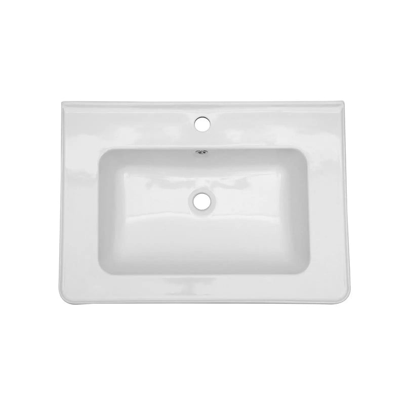 Rectangular Single Vanity Top With 1 Faucet Hole And Overflow, 28 X 19" - White by HouseOfZazla