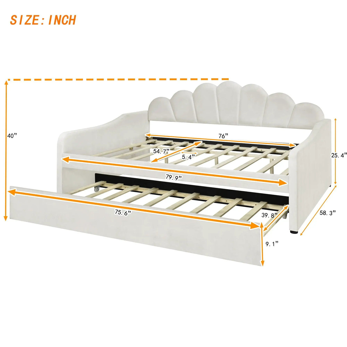 Upholstery Daybed Frame With Shell Shaped Backrest by Unique Piece Furniture