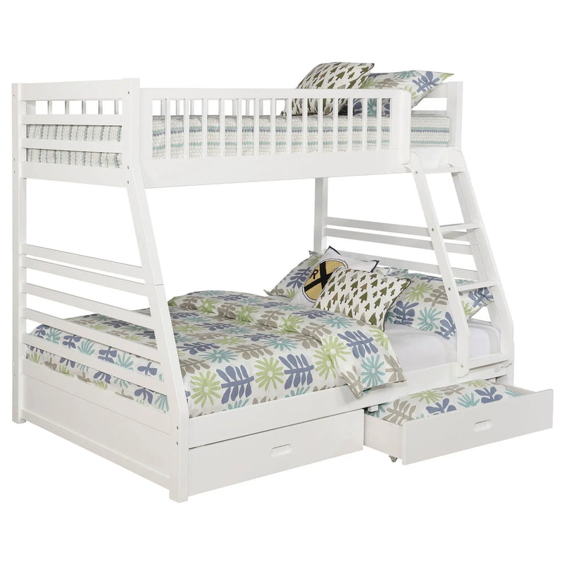 Ashton 2-drawer Wood Twin Over Full Bunk Bed White by Unique Piece Furniture