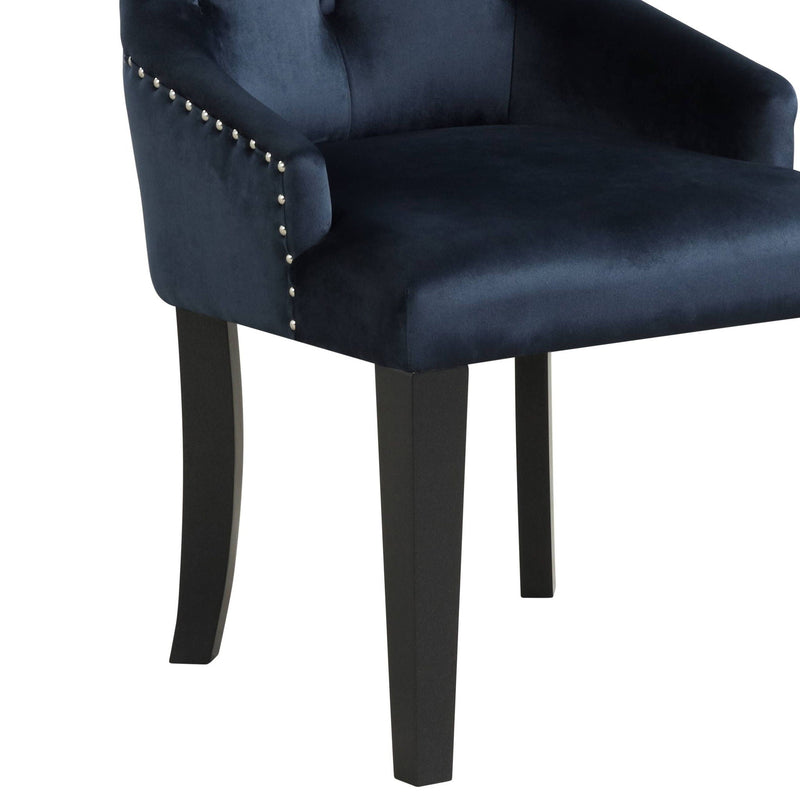 Varian II Side Chair with Tufted Backrest - Dark Navy, photo 2 of 6