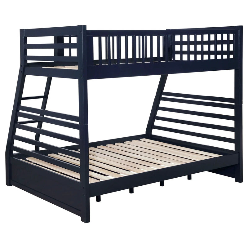 Ashton 2-drawer Wood Twin Over Full Bunk Bed Navy Blue by Unique Piece Furniture