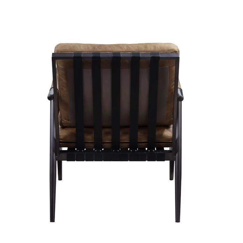 Anzan - Accent Chair - Berham Chestnut Top Grain Leather & Matt Iron by Unique Piece Furniture