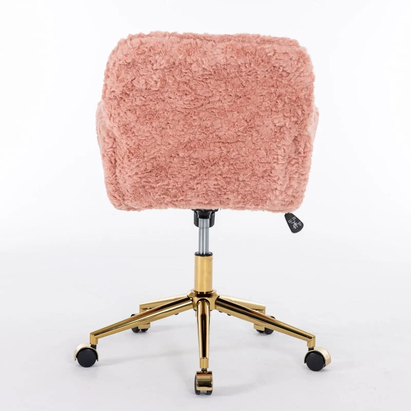 Office Chair, Artificial Rabbit Hair Home Office Chair With Metal Base, Adjustable Desk Chair Swivel Office Chair, Vanity Chair by Unique Piece Furniture