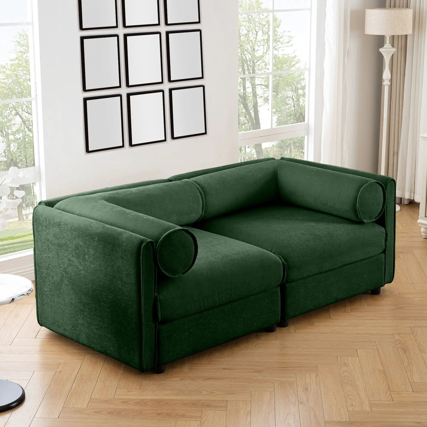Stylish Sofa With Storage Seat And Cylindrical Backrest by HouseOfZazla