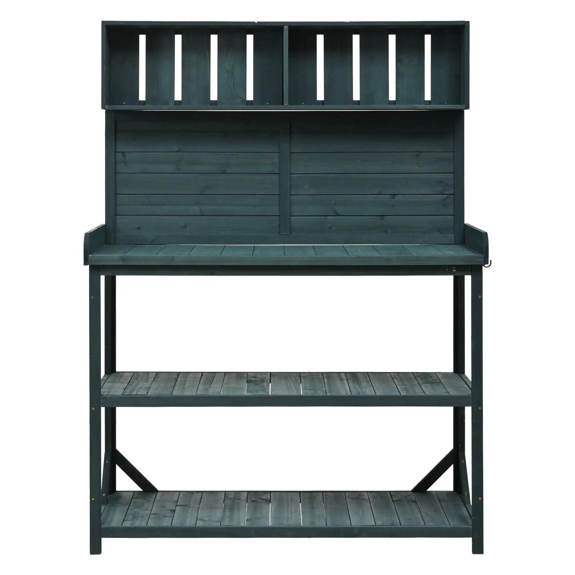 TOPMAX 65" Large Wooden Farmhouse Rustic Outdoor Potting Bench Table by HouseOfZazla