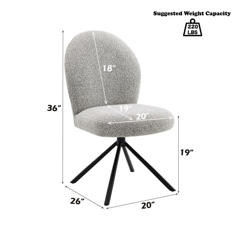 Lawton - Side Chair With Swivel (Set of 2) - Gray Boucle & Black by Unique Piece Furniture