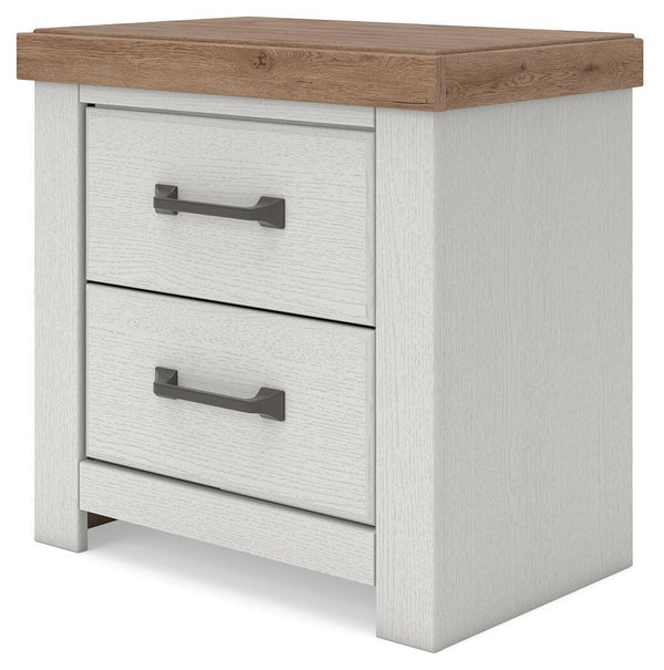 Savonport - Two Drawer Night Stand - White / Brown, photo 2 of 7