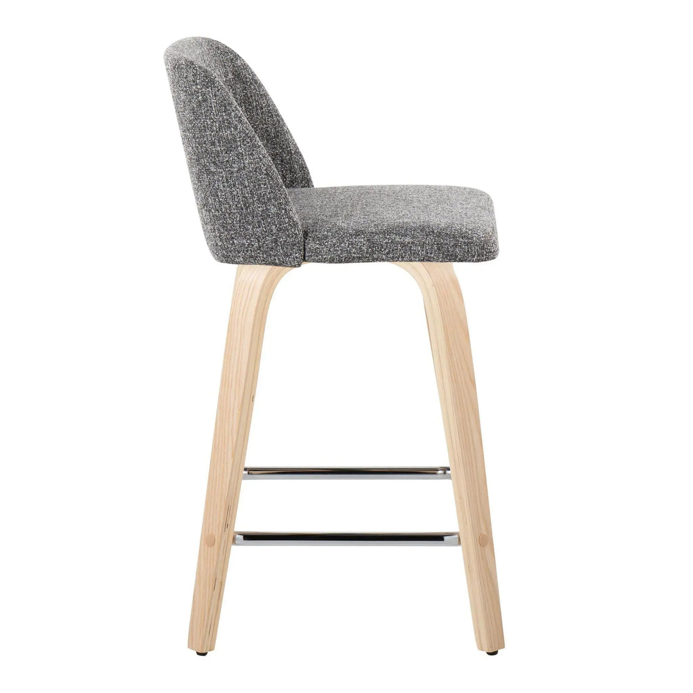 Toriano - Contemporary Fixed Height Counter Stool With Swivel With Square Footrest (Set of 2) by HouseOfZazla
