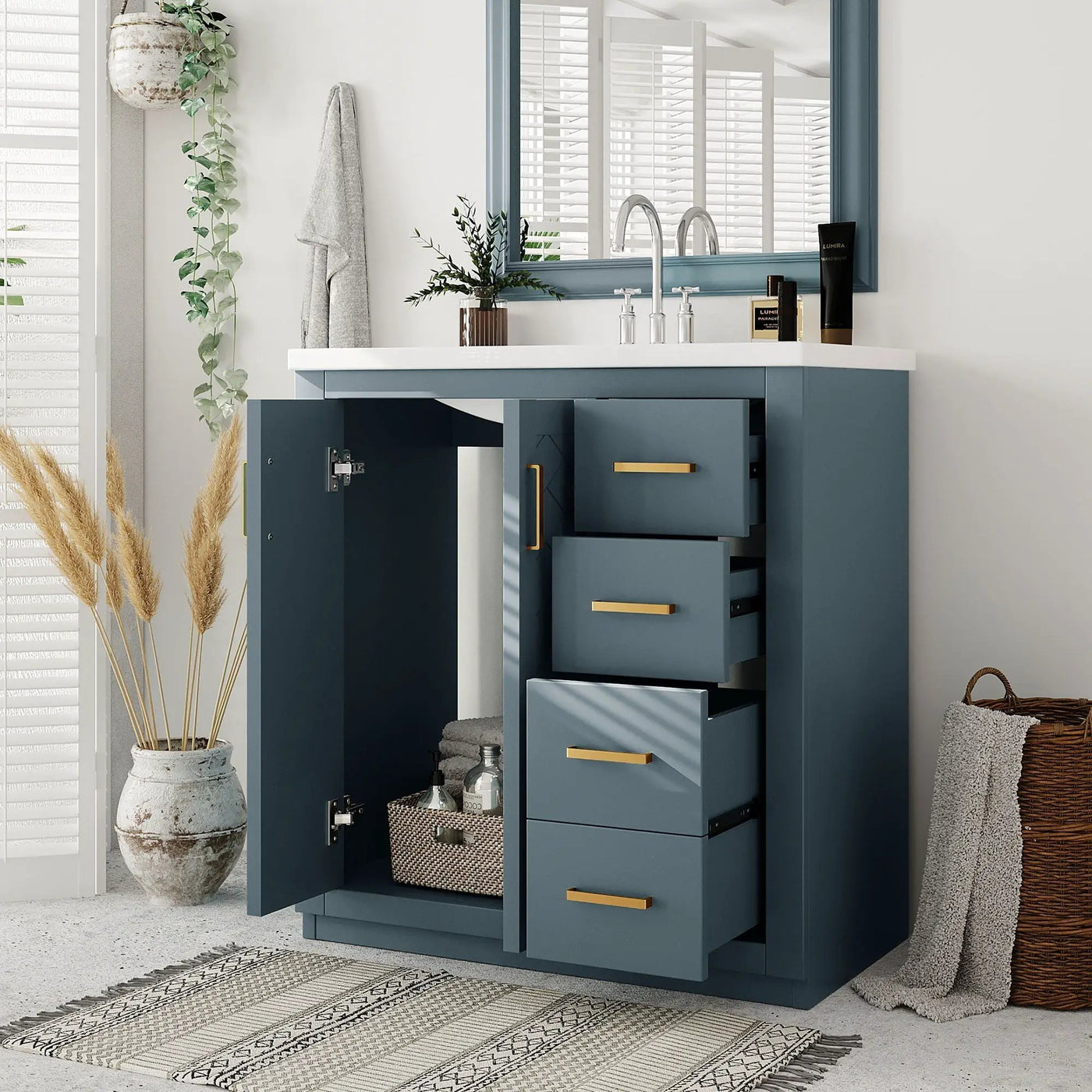 Bathroom Vanity With Sink, Storage Cabinet, Freestanding Set With 3 Drawers & Soft Closing Doors by HouseOfZazla