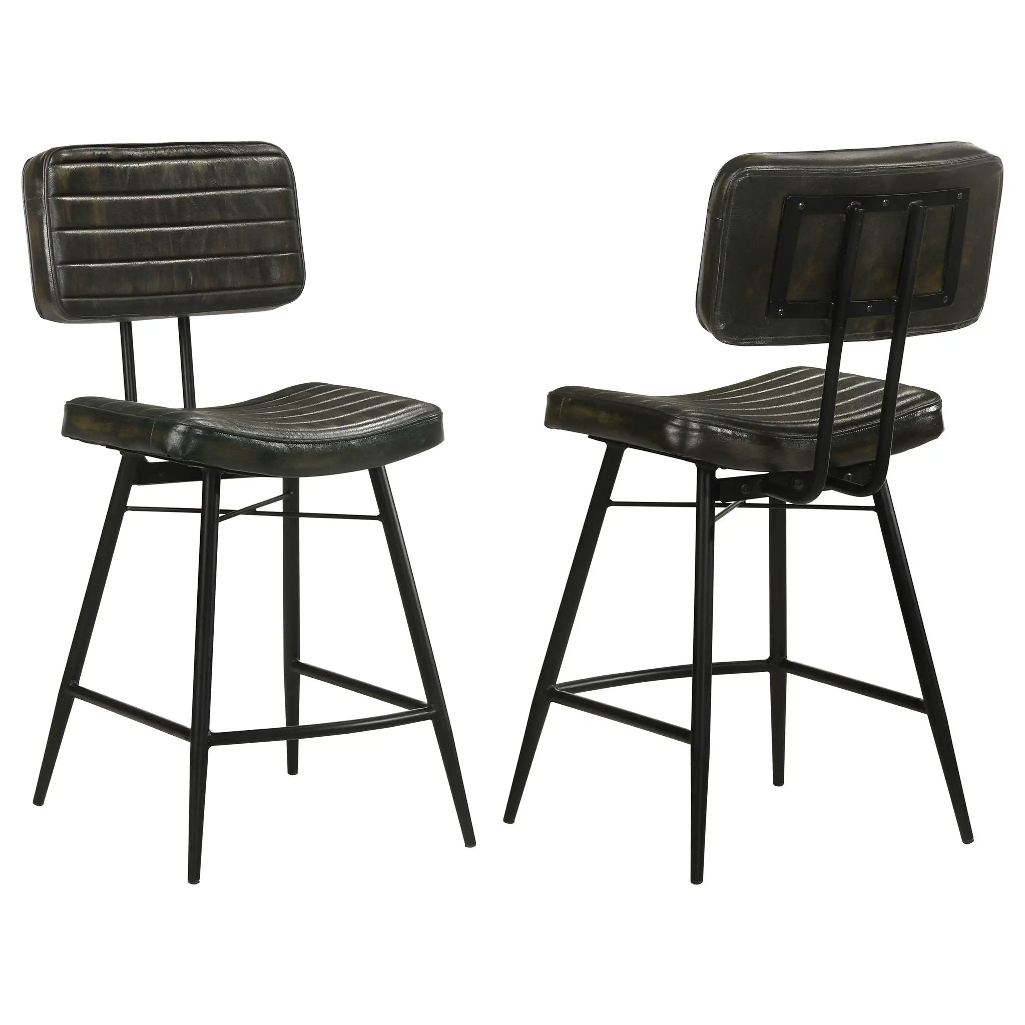 Partridge Leather Counter Chair Antique Espresso (Set of 2) by Unique Piece Furniture