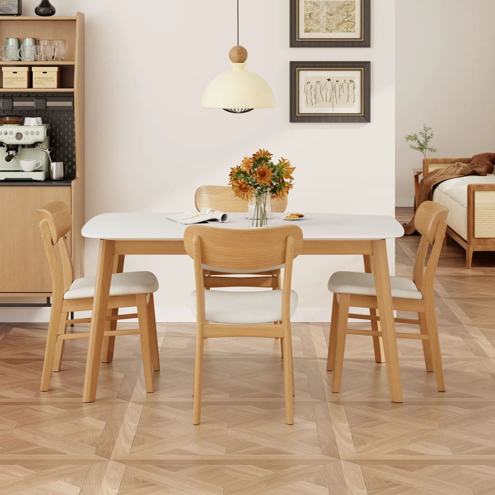 5 Piece Dining Set With Table And Upholstered Chairs by HouseOfZazla
