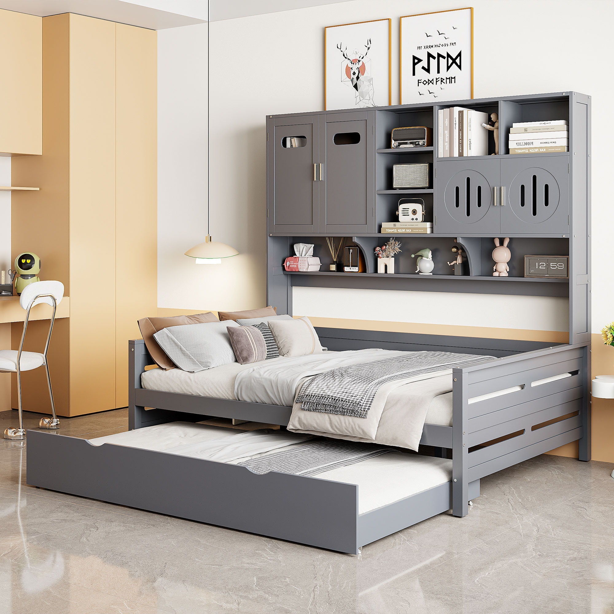 Daybed With All-In-One Cabinet And Shelf by HouseOfZazla