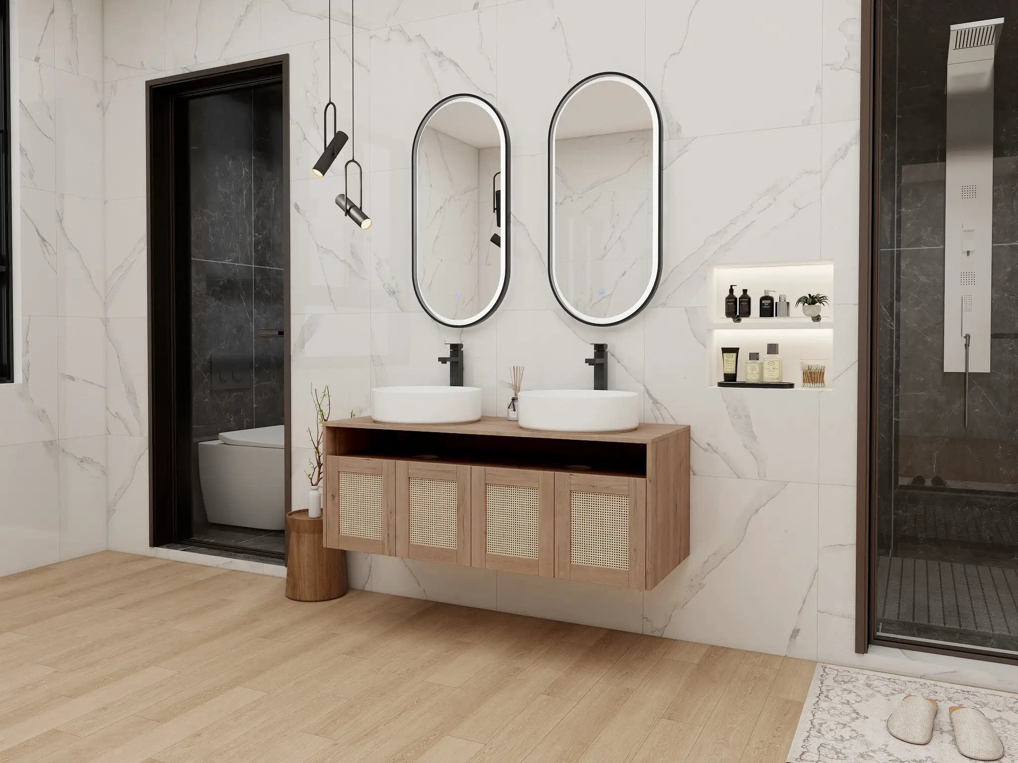 48" Bathroom Vanity with Ceramic Art Sinks by HouseOfZazla