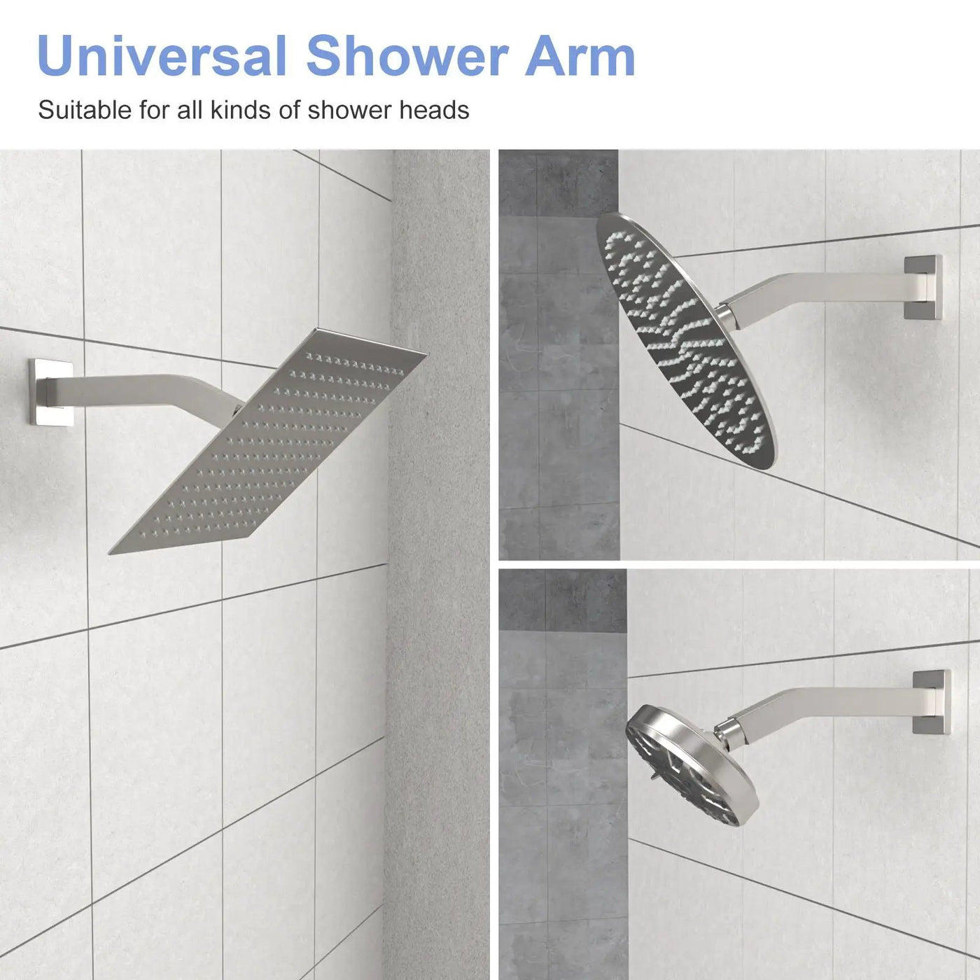 Elegant 6" Shower Arm With Flange, Stainless Steel Construction For Rain Shower Heads by HouseOfZazla