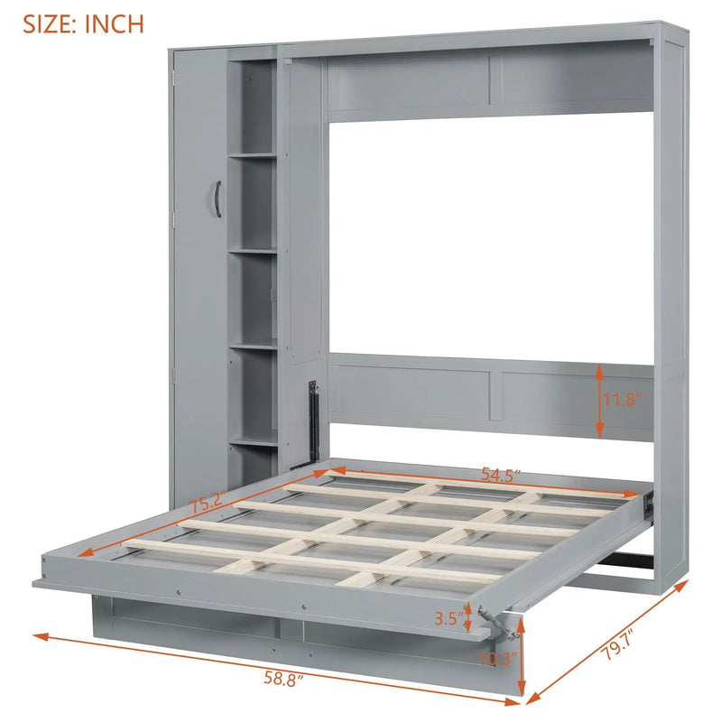 Murphy Wall Bed With Shelves, Wardrobe And LED Lights