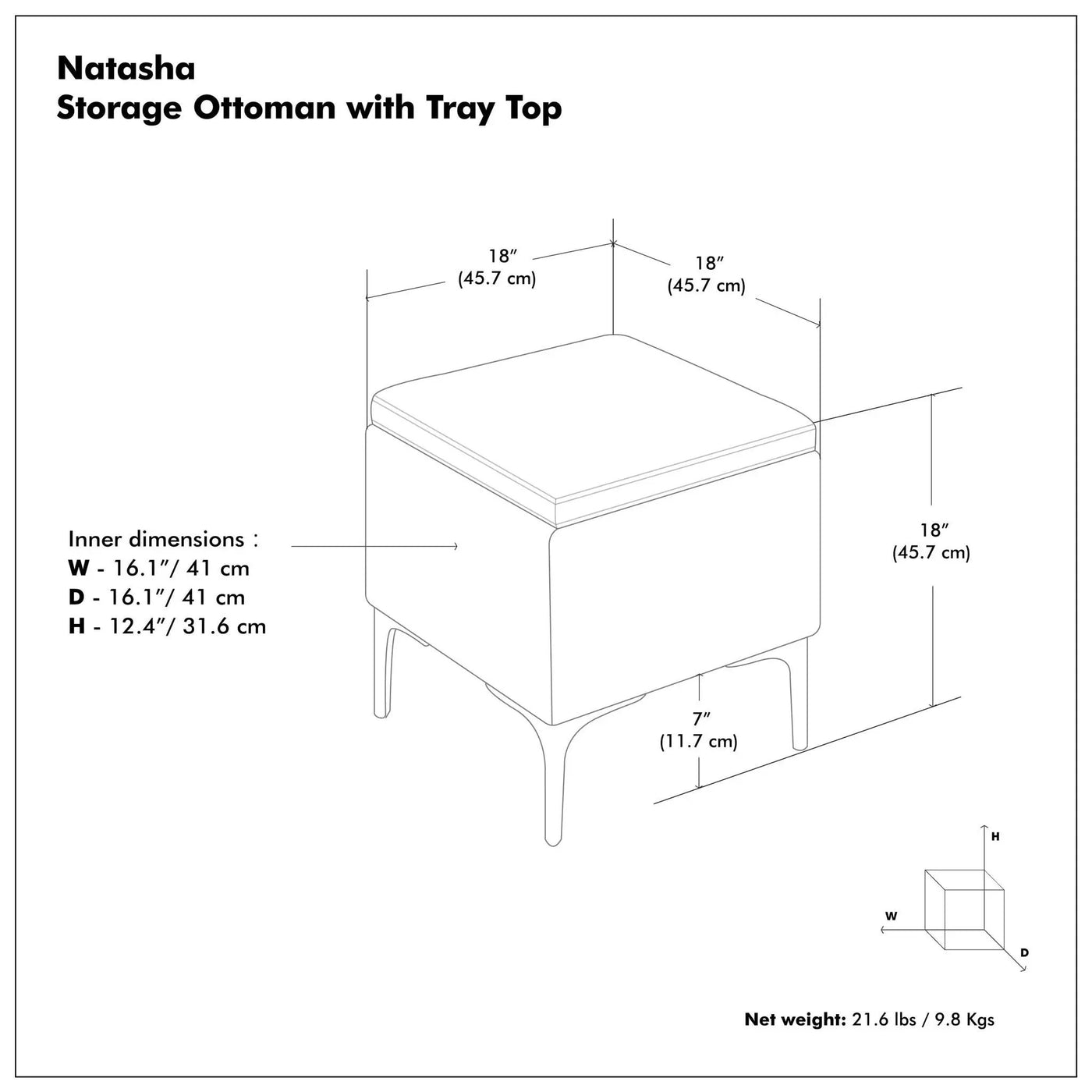 Natasha - Multifunctional Storage Ottoman With Tray by HouseOfZazla