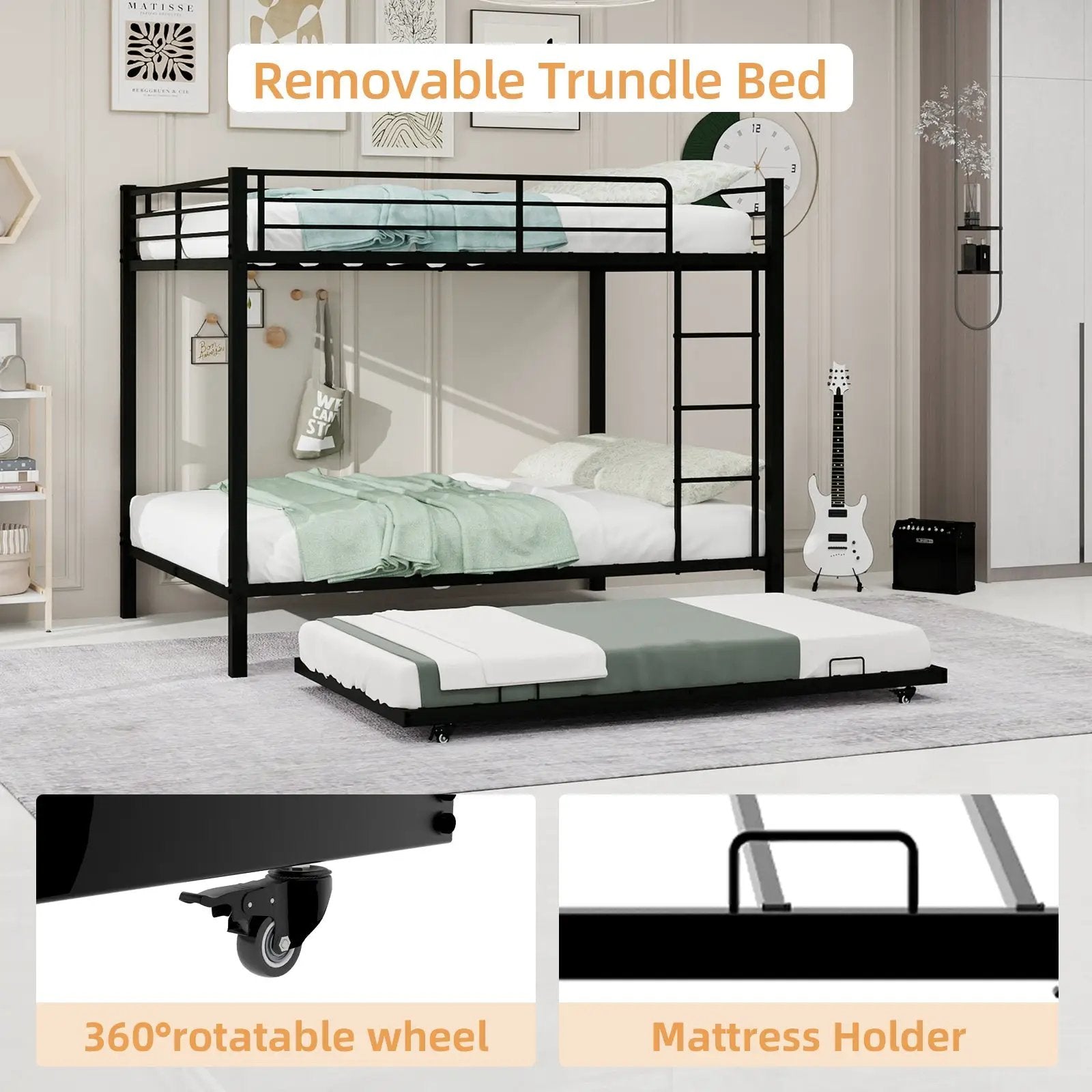 Durable Square Tube Iron Full-Size Bunk Bed by HouseOfZazla