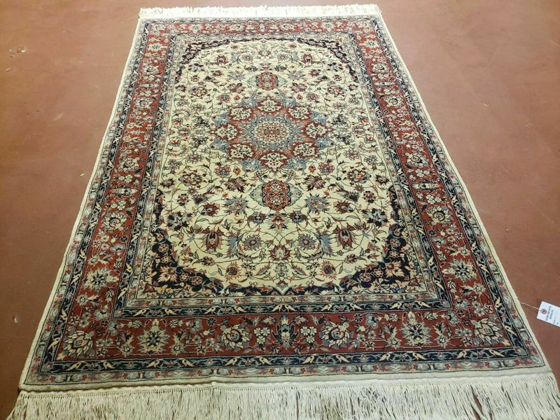 4' X 6' Handmade Ultra Fine Chinese Floral Oriental Wool Rug Hand Knotted Beige by Jewel Rugs