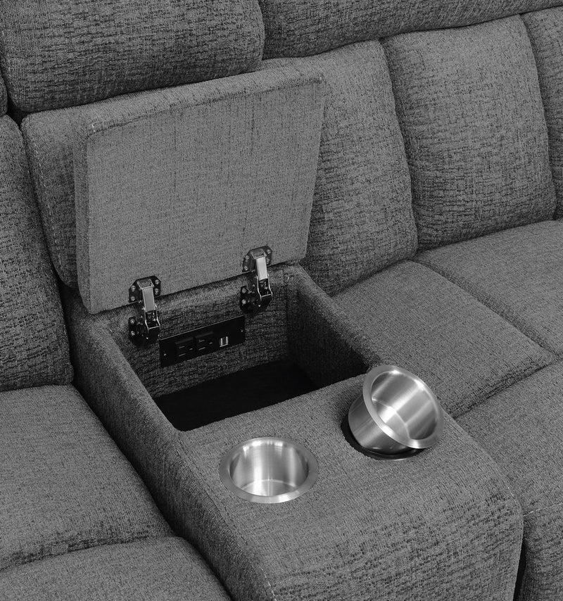 Bahrain Upholstered Power Loveseat Charcoal by Unique Piece Furniture