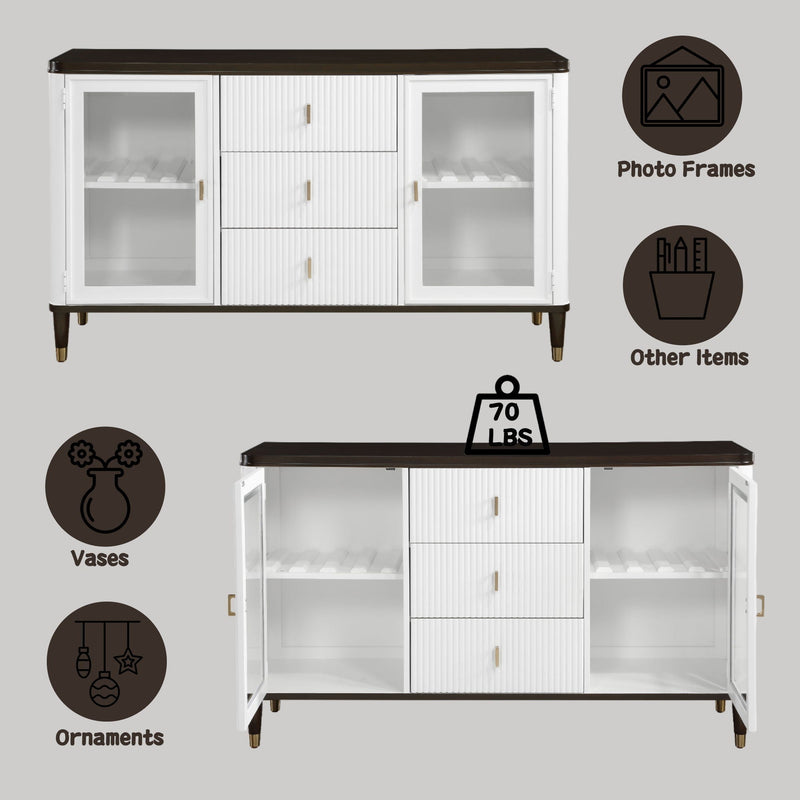 Carene Server with Drawers and Glass Accent - Brown / White, photo 2 of 4