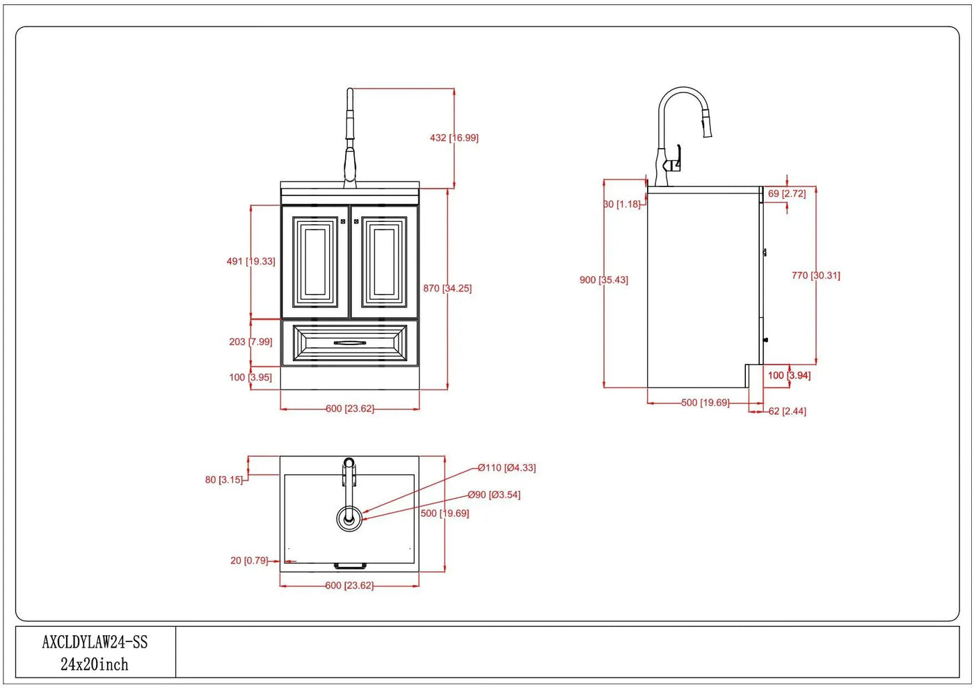 Lawrence - Laundry Cabinet With Faucet And Stainless Steel Sink by HouseOfZazla