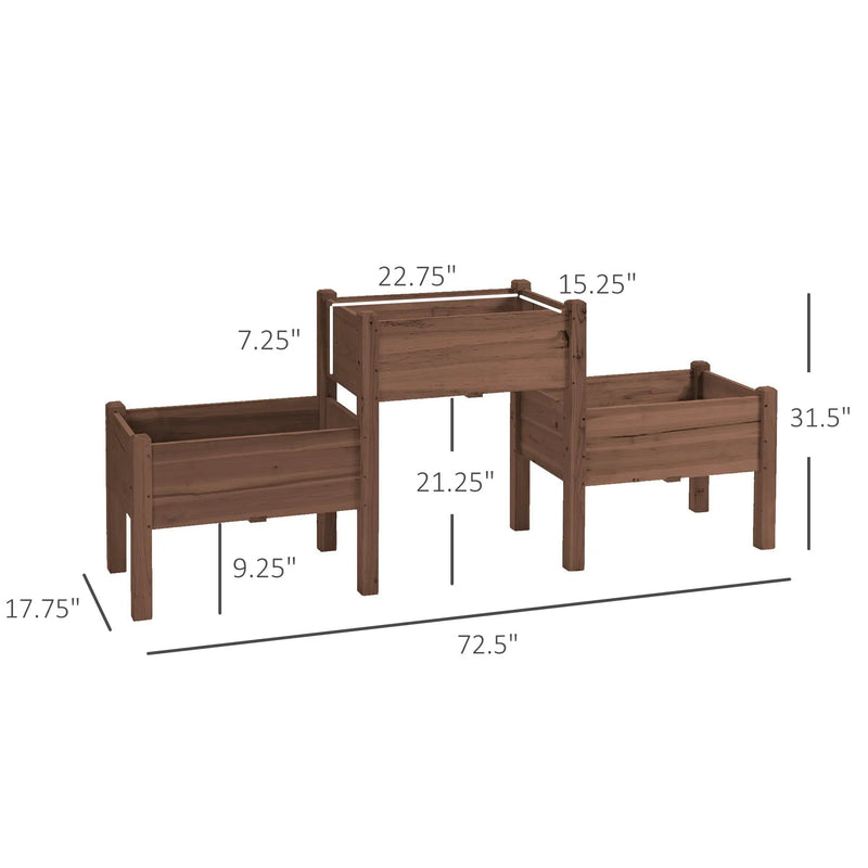 Outsunny Raised Garden Bed with 3 Planter Box by HouseOfZazla