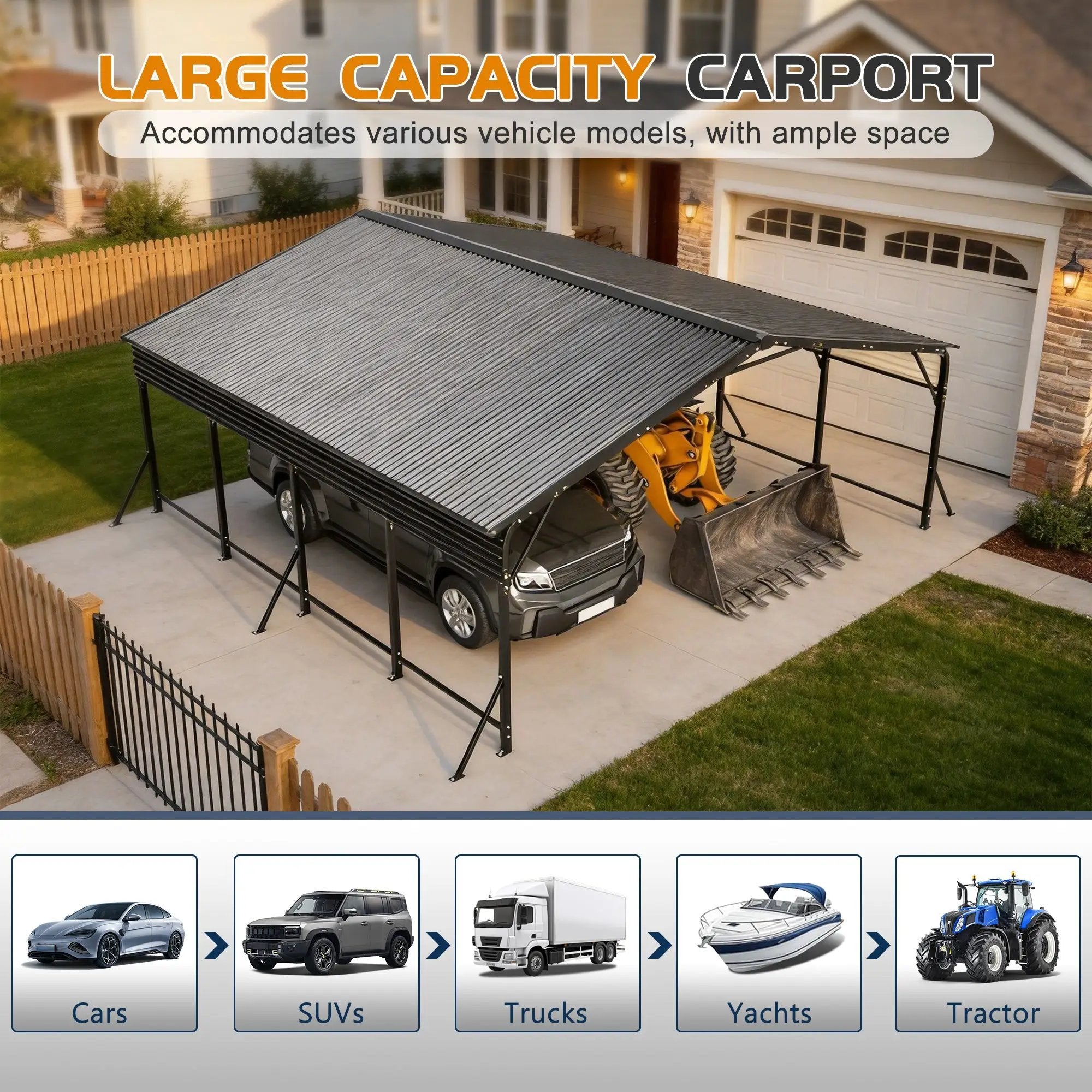 20'x20' Galvanized Steel Carport Canopy by HouseOfZazla
