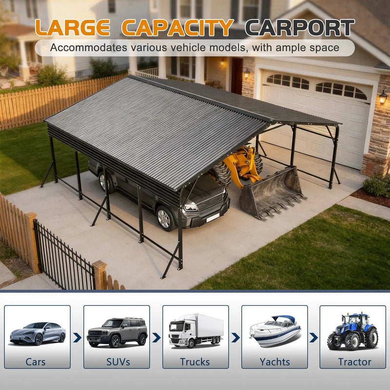 20'x20' Galvanized Steel Carport Canopy by HouseOfZazla