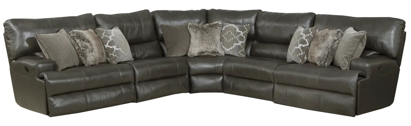 Como - 5 Piece Italian Leather Match Reclining Sectional by Unique Piece Furniture
