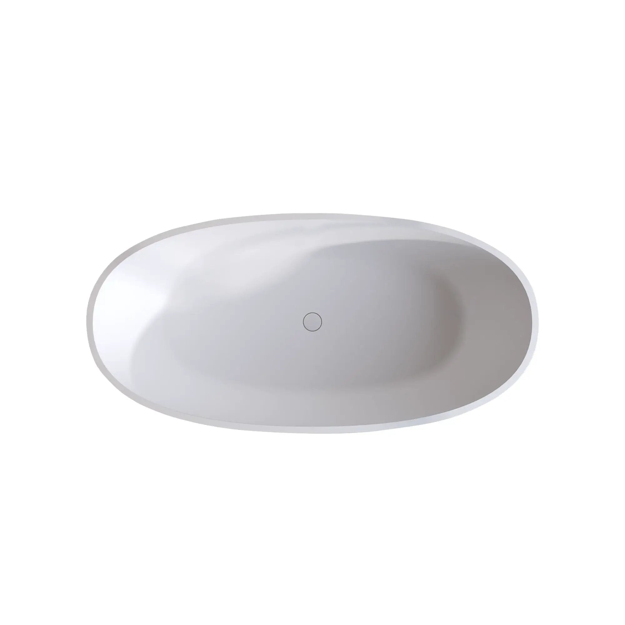 Solid Surface Matte Tub, Solid Surface Soaking Tub, Stone Resin Freestanding Bathtub, Thick Edge Stand Alone Tubs With Overflow, Pop-Up Drain (Oval) - Matte White by HouseOfZazla