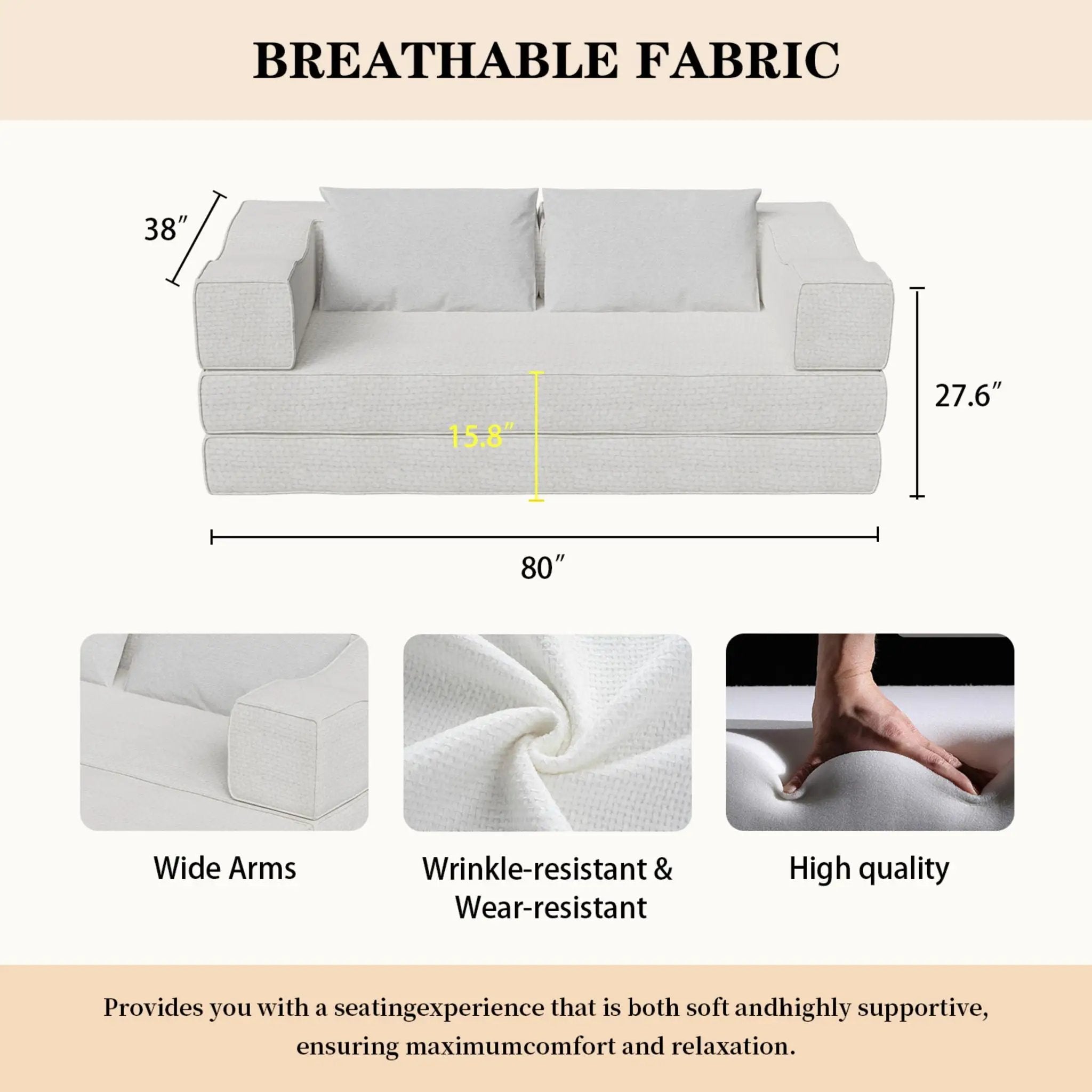 3 Seat Folding Floor Couch & King Size Bed Mattress by HouseOfZazla