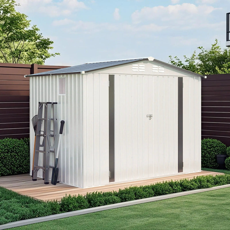 Garden Tool Shed Metal Storage Shed With Peaked Roof Waterproof Lockable Door by HouseOfZazla