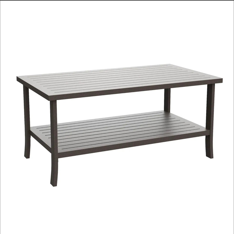 Rectangular Outdoor Coffee Table, 2 Tier All Weather Patio Table - Brown by HouseOfZazla