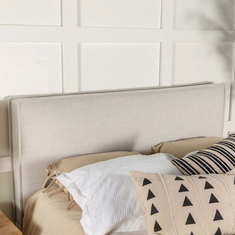Queen / Full Size Upholstered Headboard With Flange Details - Sand by HouseOfZazla