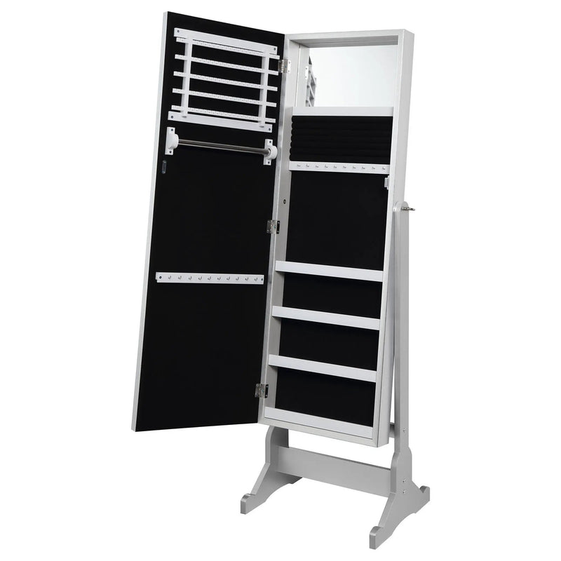 Moore Cheval Mirror with Jewelry Storage Silver by Unique Piece Furniture