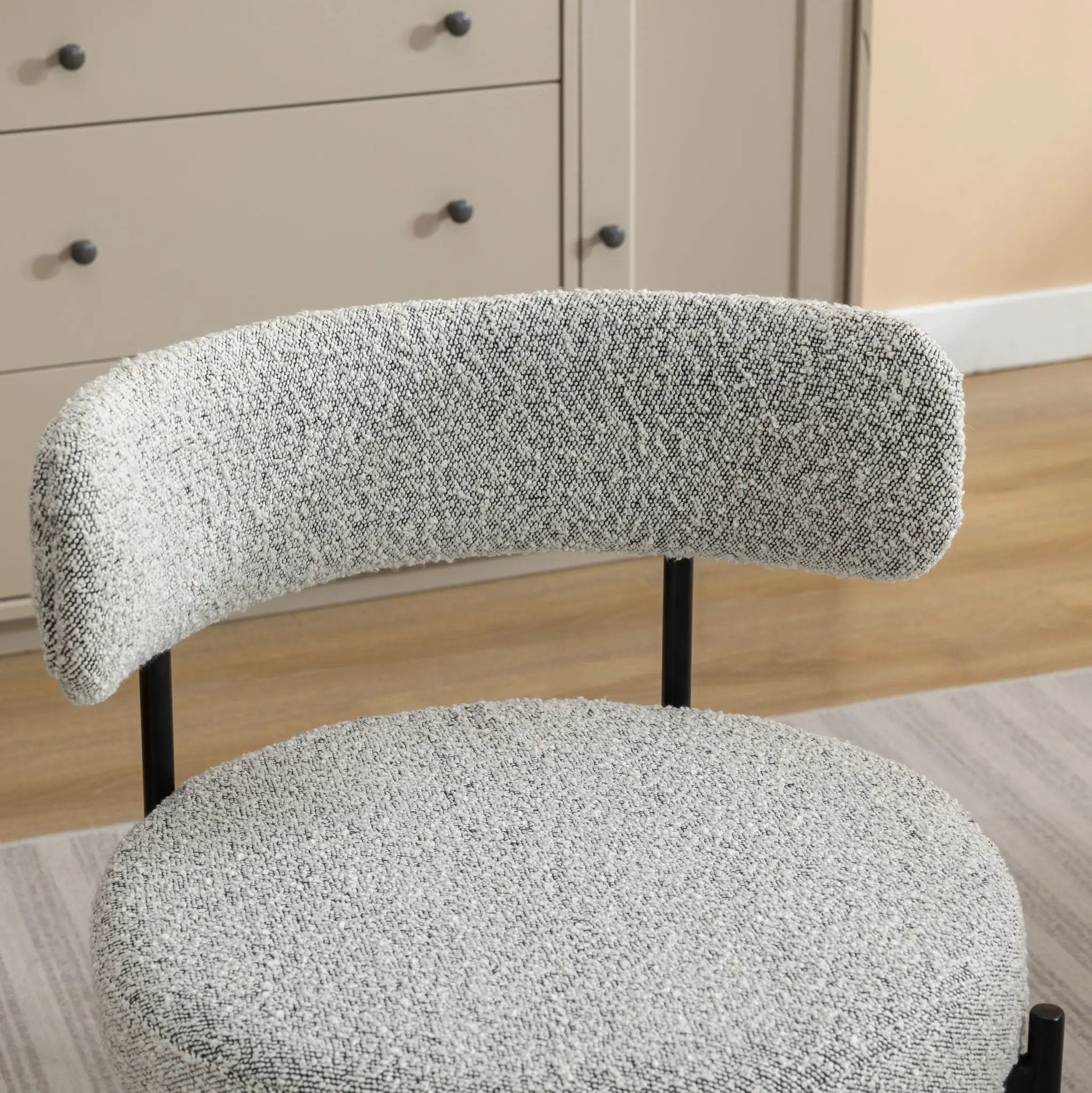 Burbank - Modern Round Boucle Dining Chairs (Set of 2) - Black / White by Unique Piece Furniture