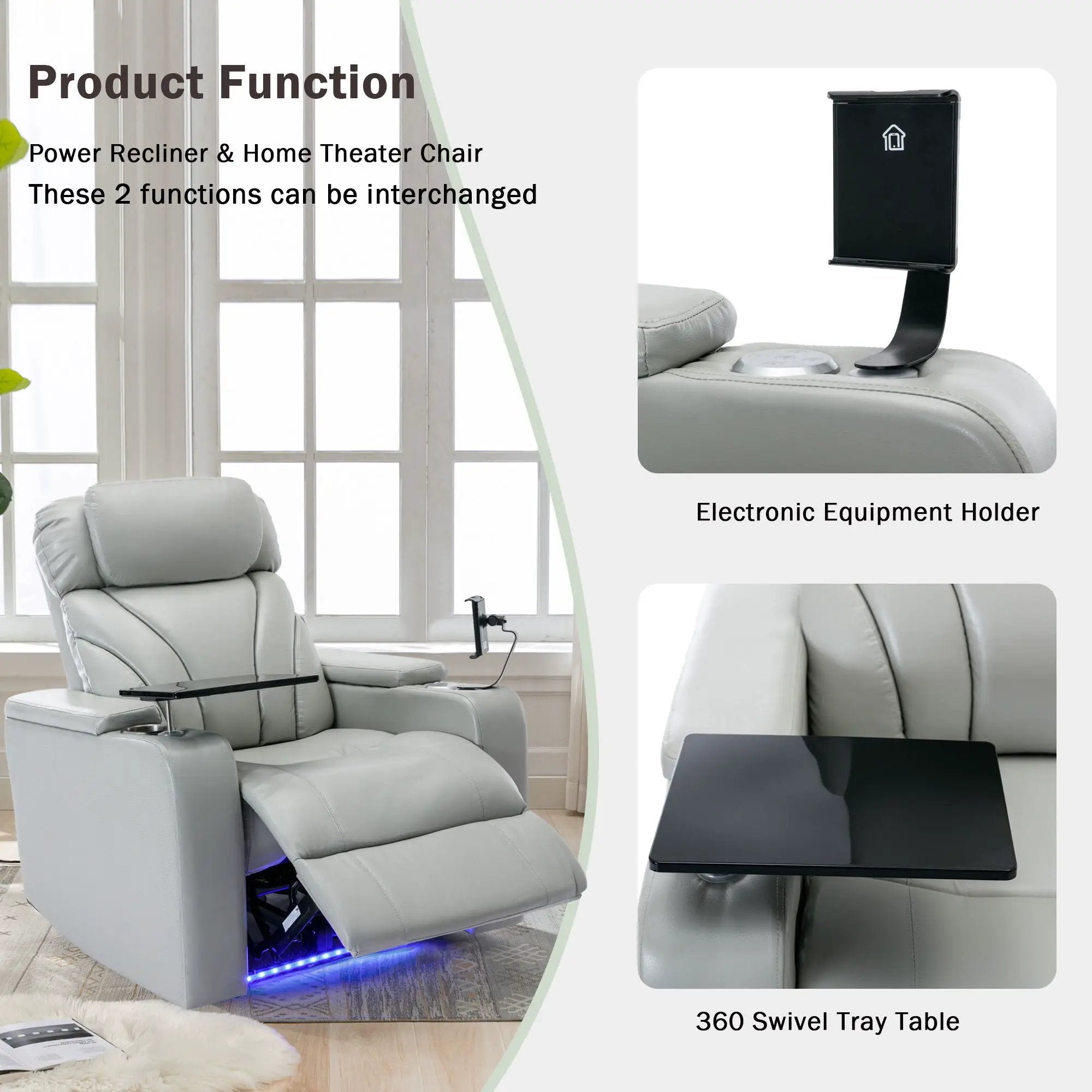Power Motion Recliner Electric Power Recliner With USB Charging Port, Hidden Arm Storage, Convenient Cup Holder And tooth Speaker by HouseOfZazla