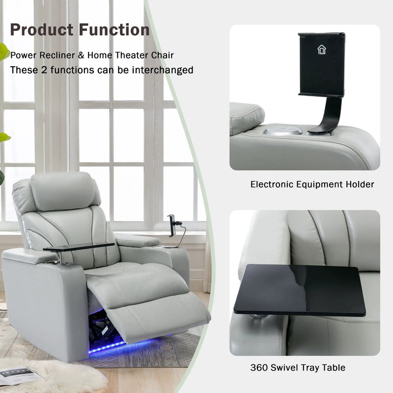 Power Motion Recliner Electric Power Recliner With USB Charging Port, Hidden Arm Storage, Convenient Cup Holder And tooth Speaker by HouseOfZazla