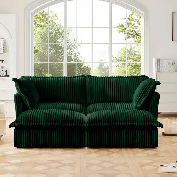 Slipcovered 2 Seater Sofa with 2 Ottomans, photo 2 of 10