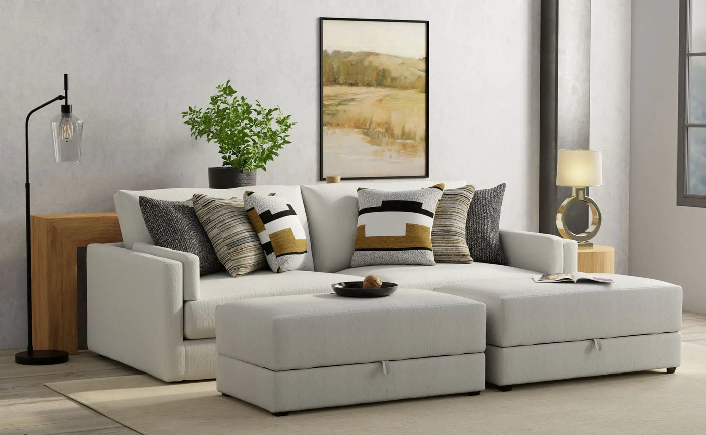 Trevor - Extra Deep Oversized Sofa With Included Storage Cocktail Ottoman by Unique Piece Furniture