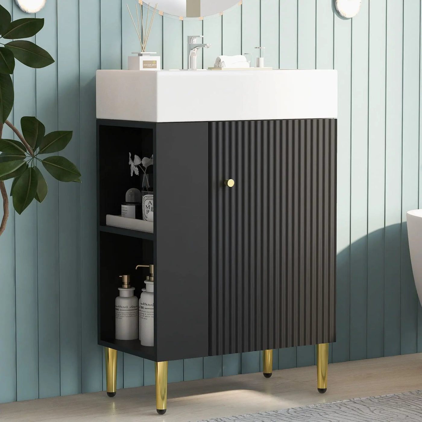 Bathroom Vanity, Combo Cabinet, Bathroom Storage Cabinet, Single Ceramic Sink by HouseOfZazla