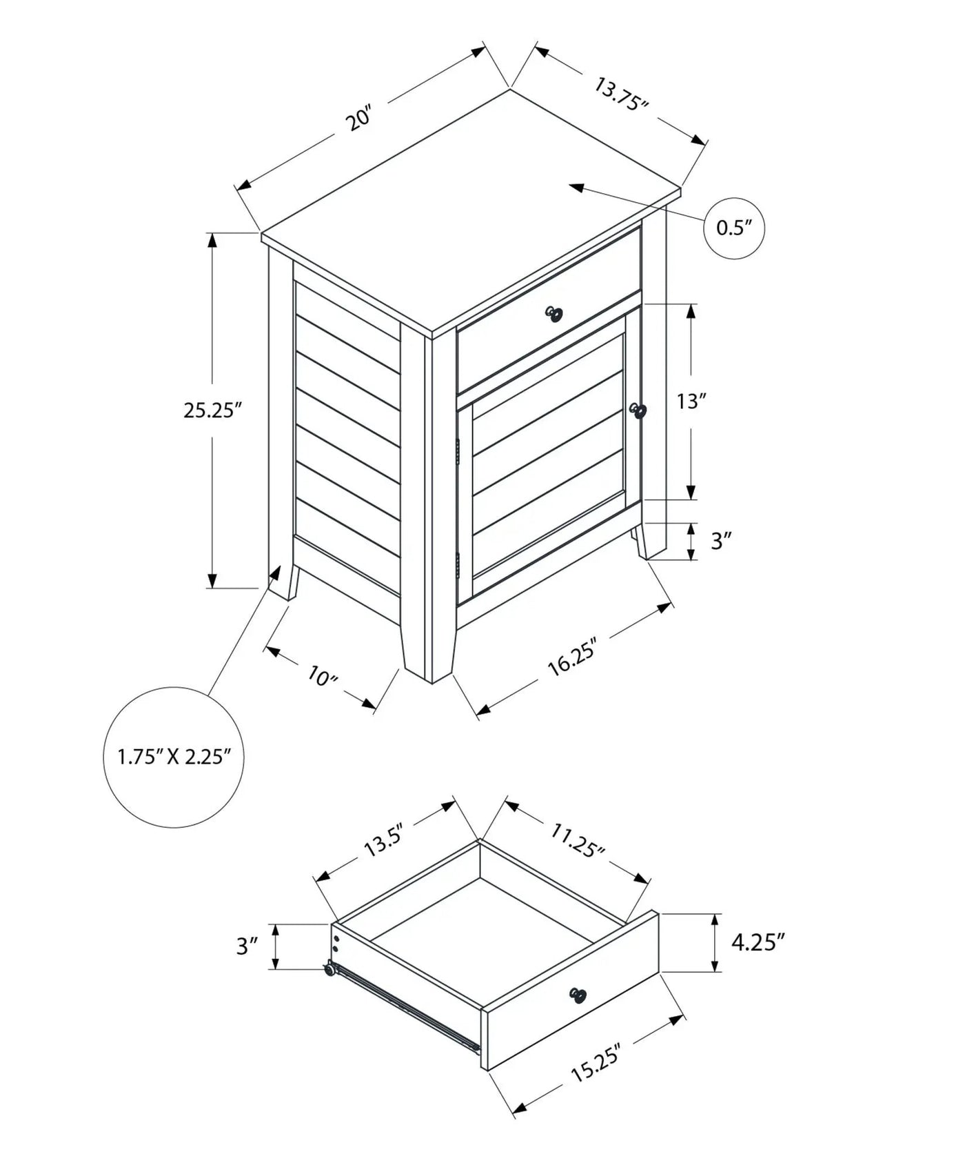 Accent Nightstand, Storage Drawer, Transitional by HouseOfZazla