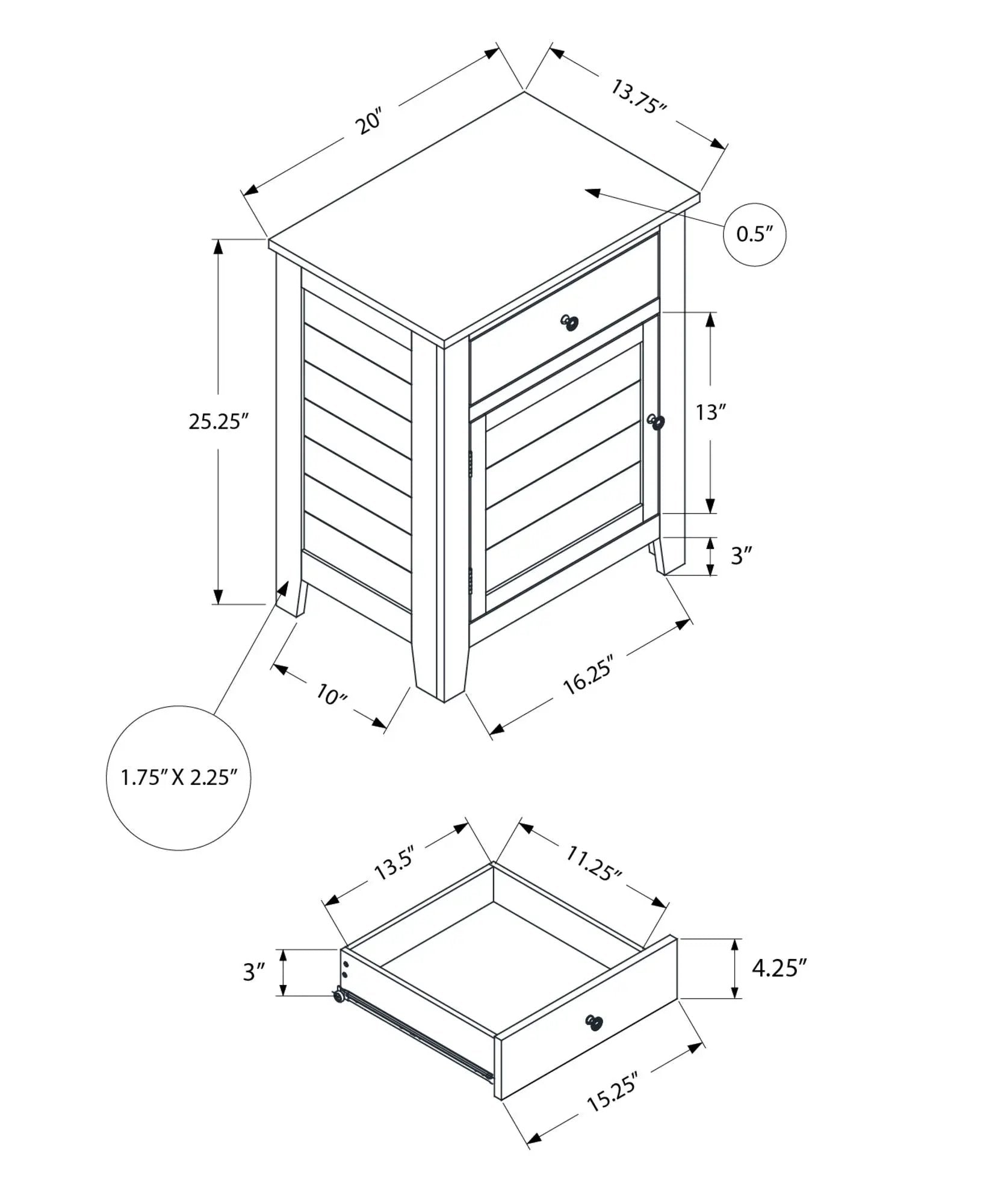 Accent Nightstand, Storage Drawer, Transitional by HouseOfZazla