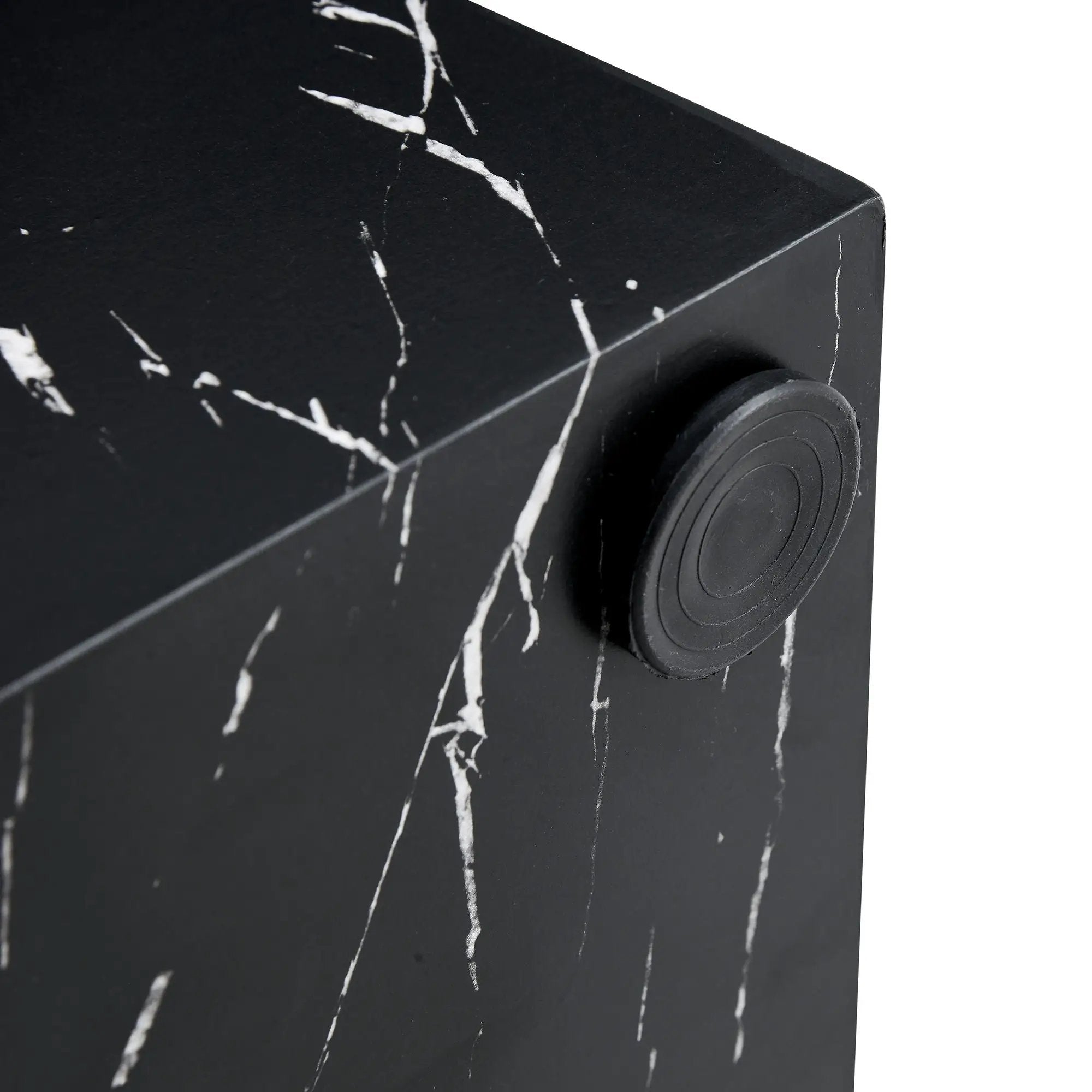 Luxurious Marble Texture Coffee Table Cube Design Elegant Living Room Accent - Black