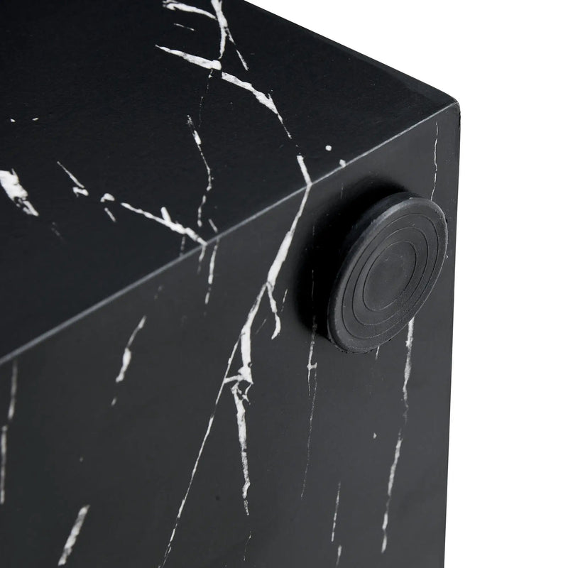 Luxurious Marble Texture Coffee Table Cube Design Elegant Living Room Accent - Black