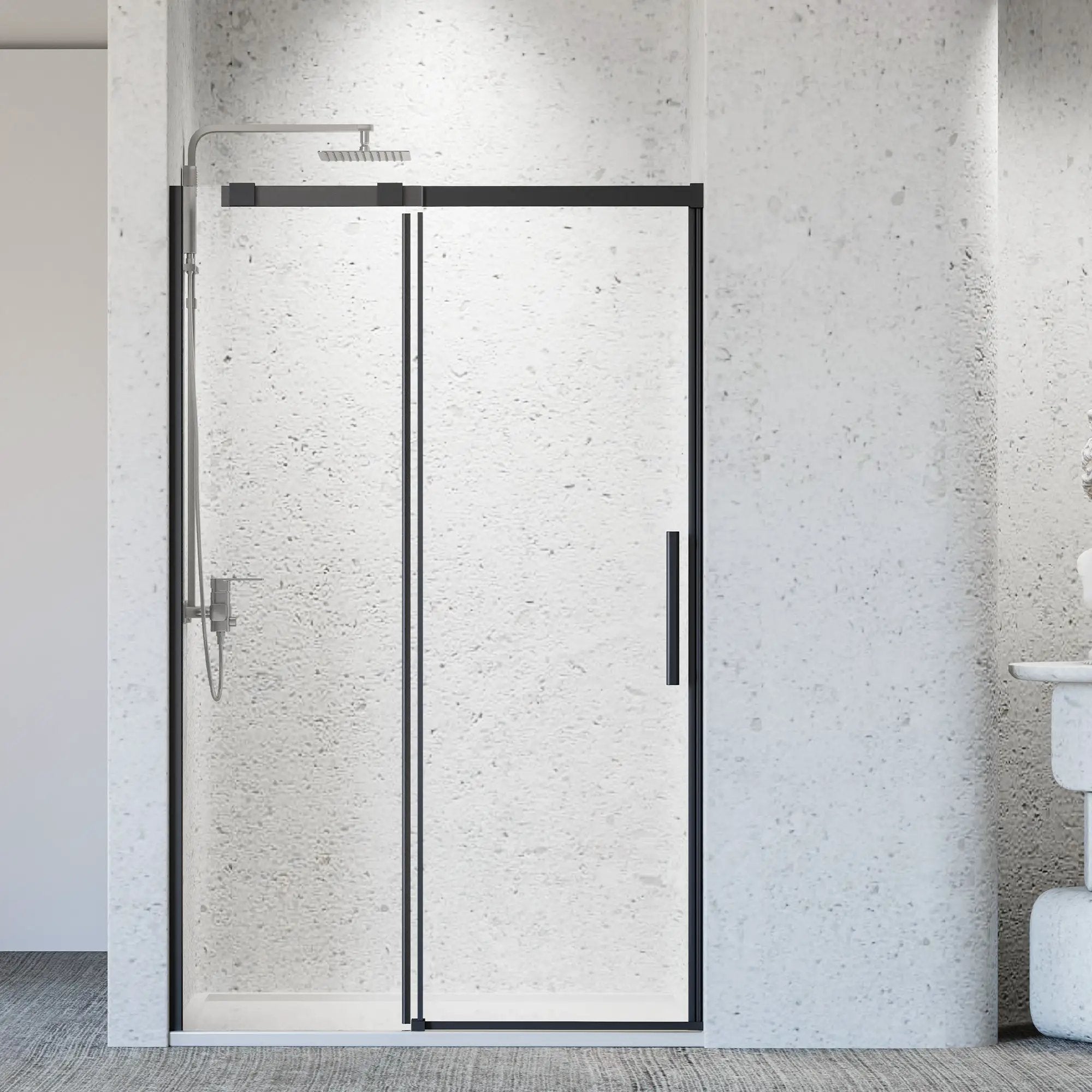 46-48" W x 76" H Frameless Single Sliding Shower Door Matte Glass by HouseOfZazla