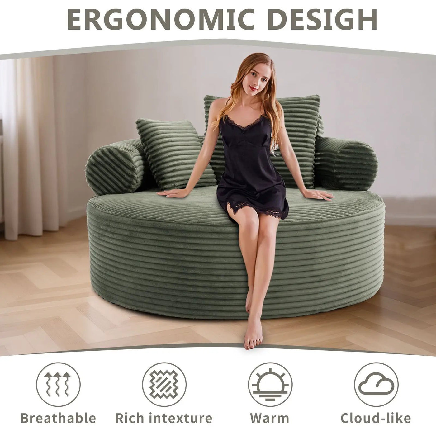 Round Sofa Bed With 3 Pillows For Living Room by HouseOfZazla